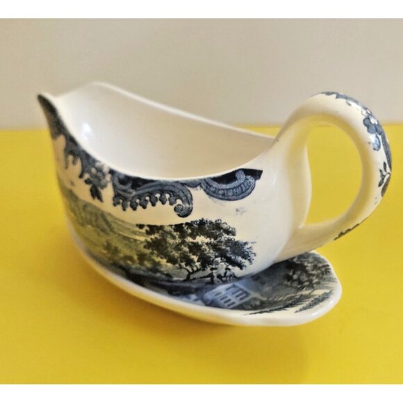 Vintage 1790 Avon Scenes Palissy England Gravy Boat & Saucer - Picture 14 of 15